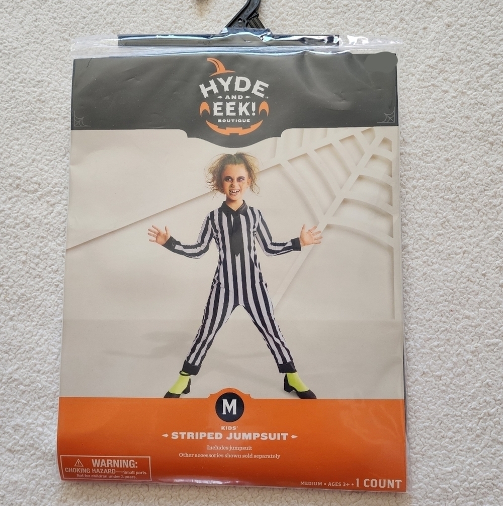 New unisex Kid's boy / girl Beetlejuice Jumpsuit Halloween Costume, size S, M L